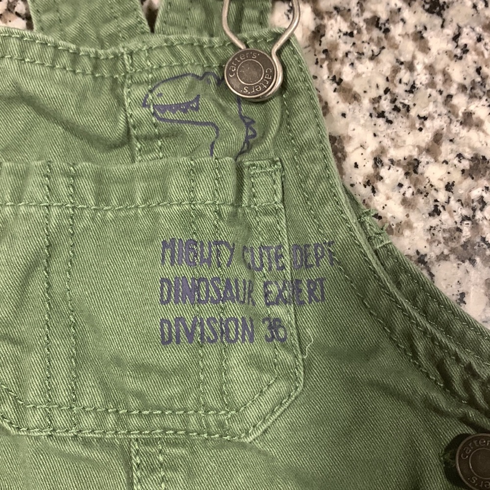 Carters green overalls size 3MO - Picture 2 of 6